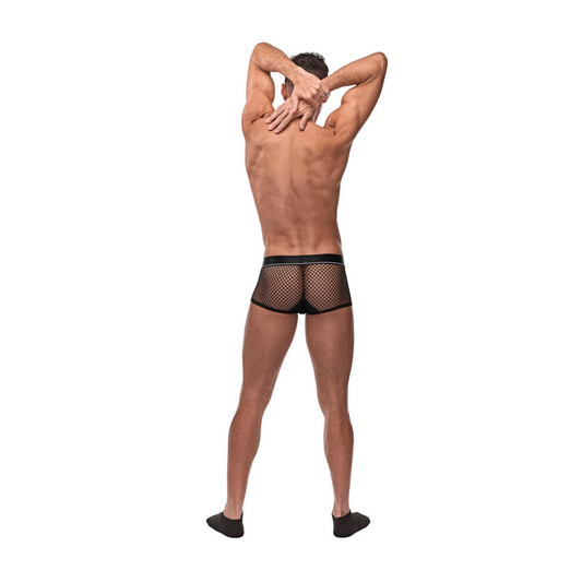 Mini Cockring Kort met Rode Cockring - M - Zwart