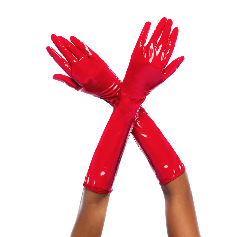 Cruella - Hoogglans Handschoenen - S/M - Glanzend Rood