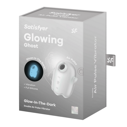 Glowing Ghost - Glow in the Dark - Dubbele Air Pulse Vibrator - Wit