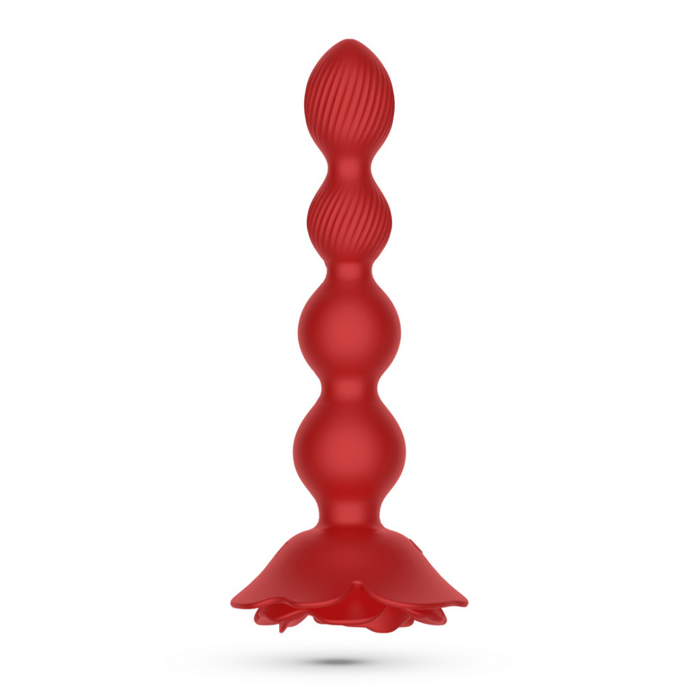 Rosaline - Draaibare Anale Rozenplug met Afstandsbediening - Rood