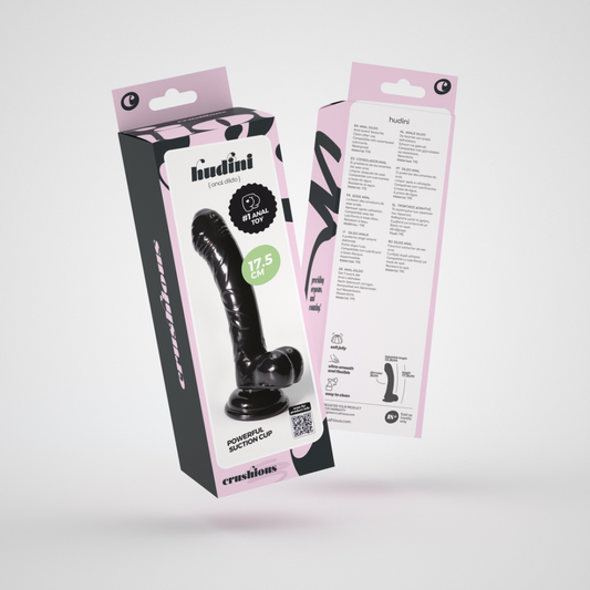 Hudini - Jelly Flexibele Anale Dildo - 6,9/ 17,5 cm - Zwart