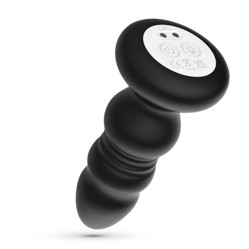 Australis - Vibrerende en Duwende Anale Plug met LED RGB en Afstandsbediening - Zwart