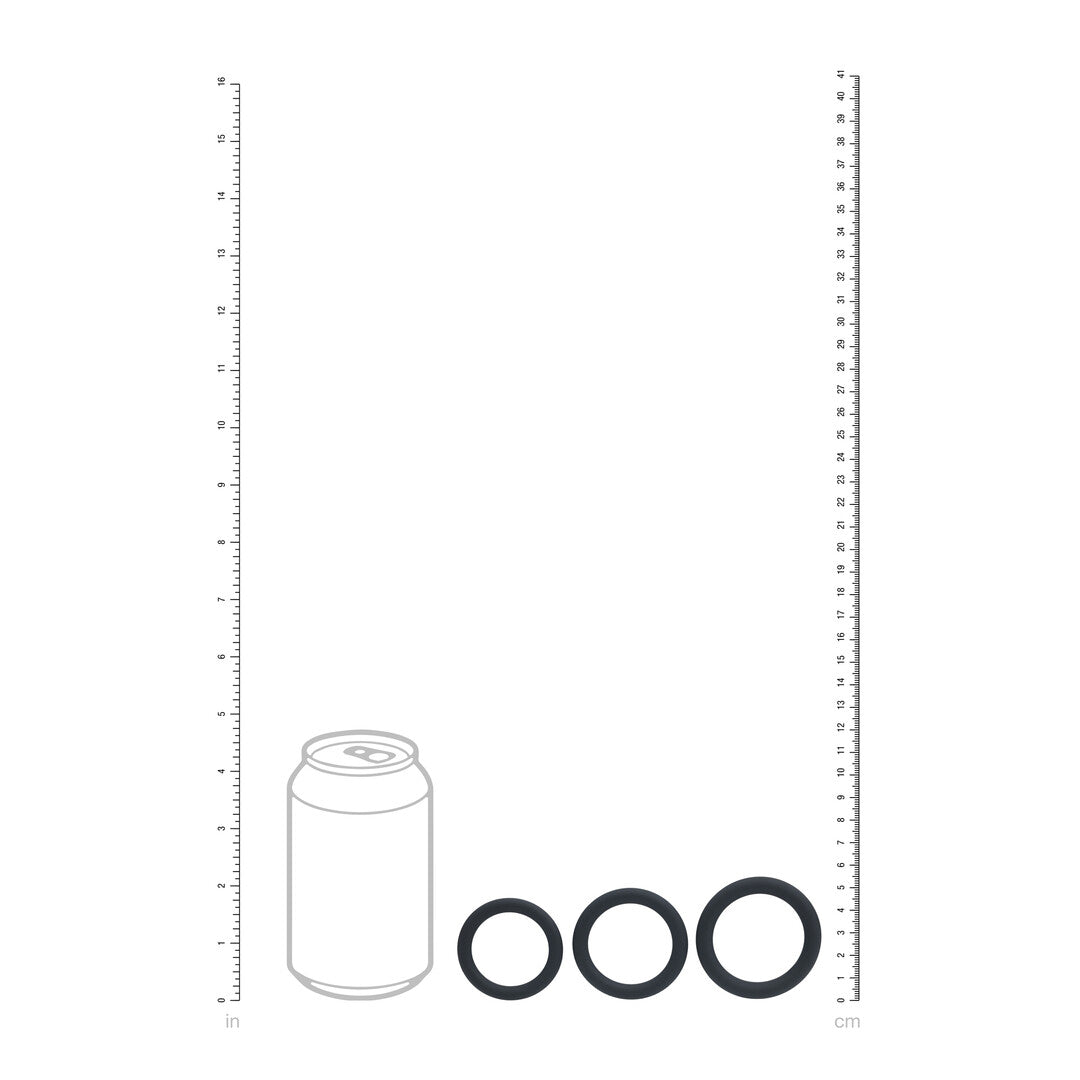 Classic Silicone Cockring Set van 3 - L/XL/XXL - Zwart