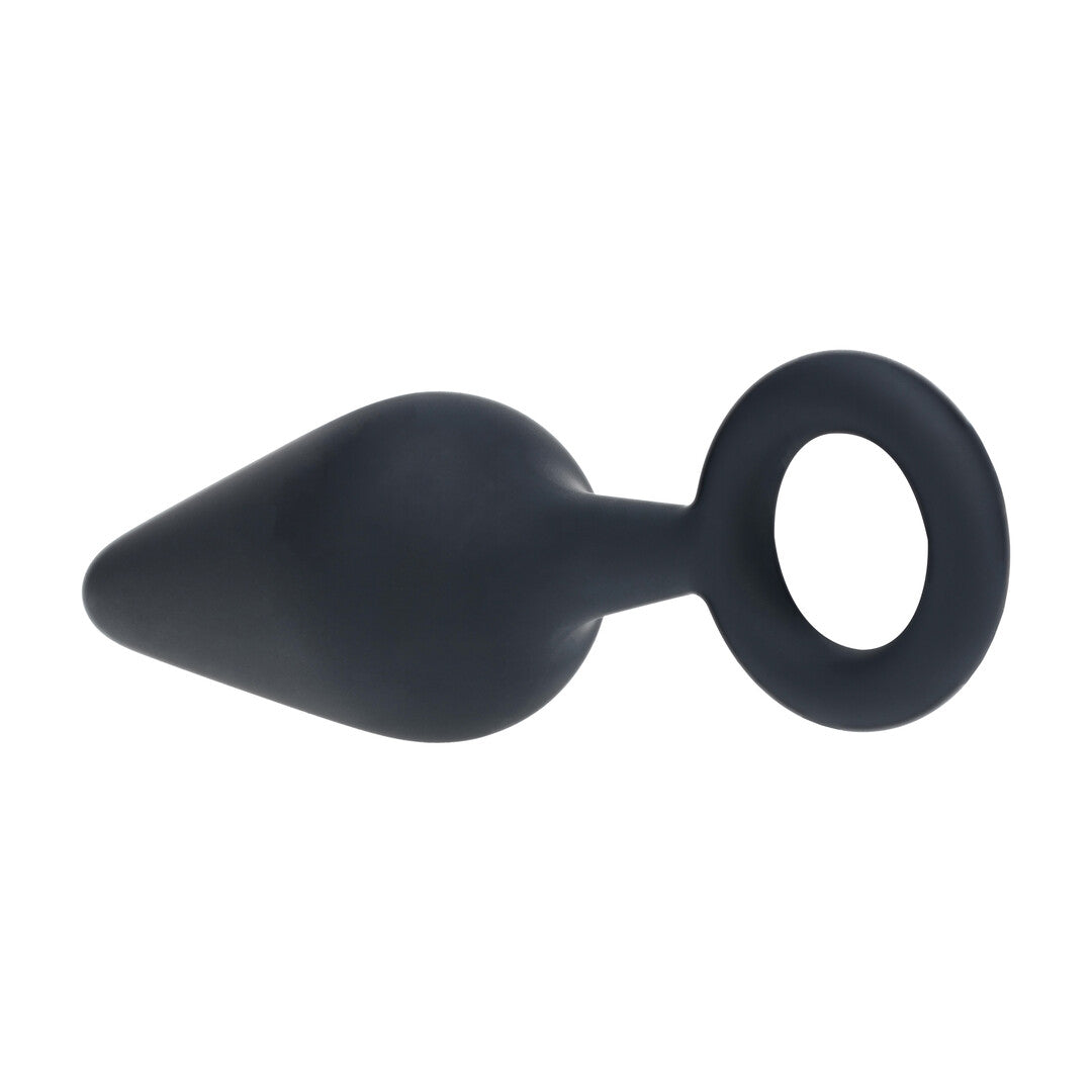 Siliconen Anale Plug met Lus - M - Zwart