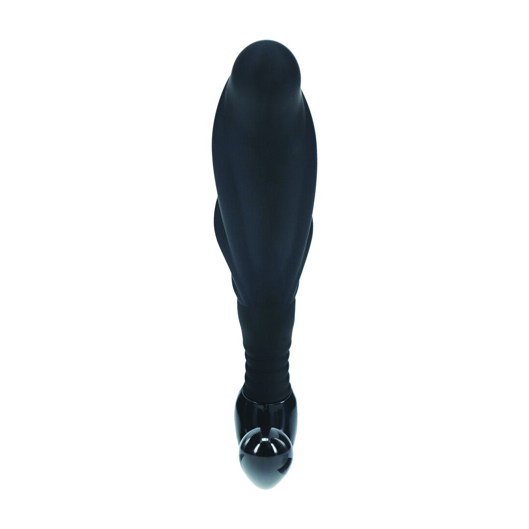 Geribbelde Hard Loop Silicone Prostaat Massager - L - Zwart