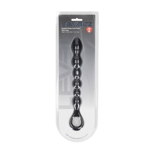 Kralen Slang Silicone Anale Probe met Lus - Zwart