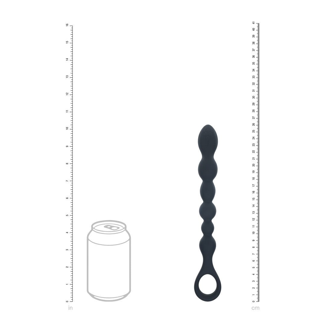 Kralen Slang Silicone Anale Probe met Lus - Zwart