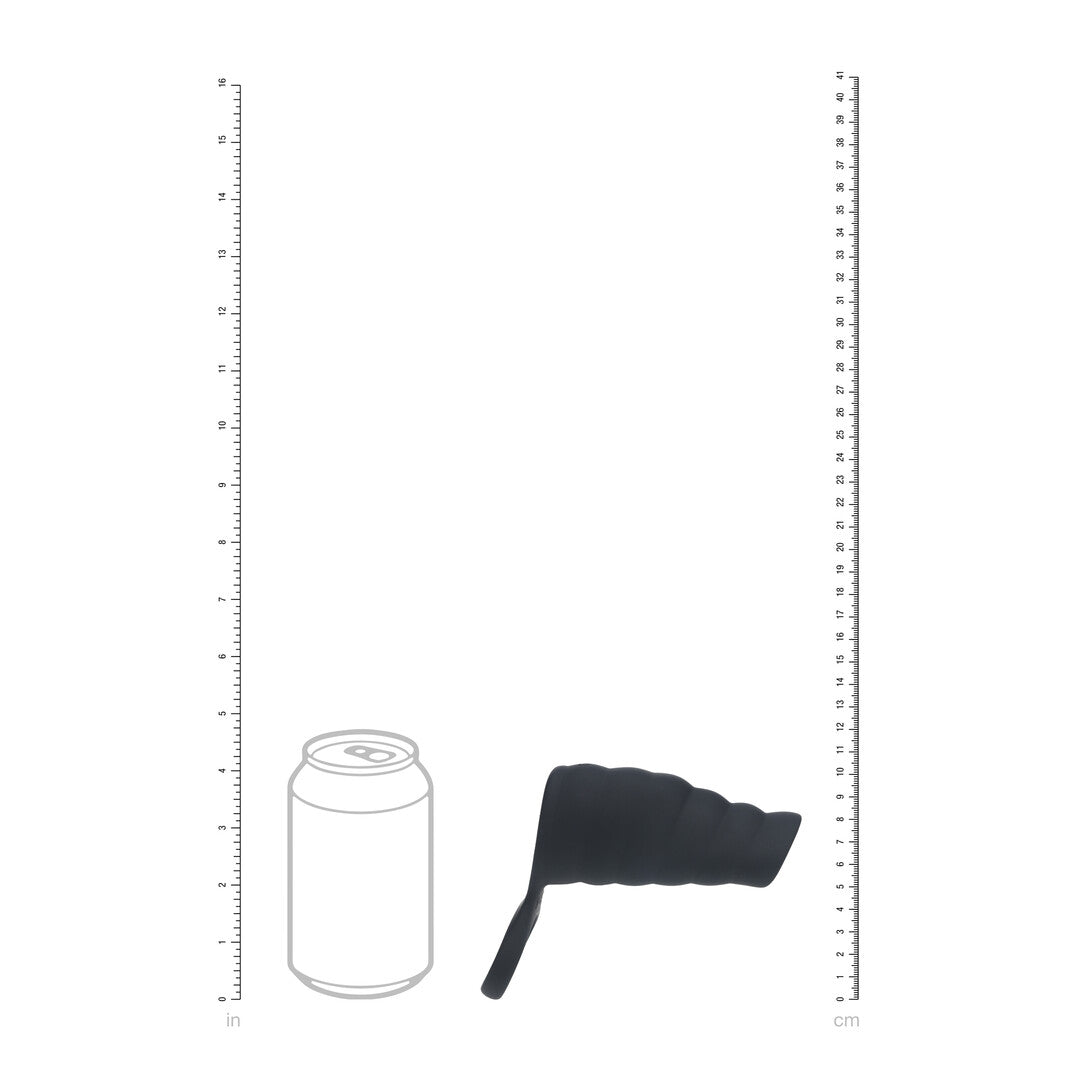 Vibrerende Geribbelde Siliconen Cock Sleeve en Ball Ring - Zwart