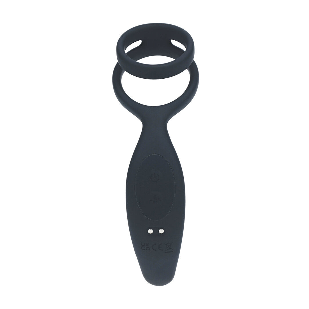 Vibrerende Siliconen Prostaatstimulator met Cock- en Ballring - Zwart