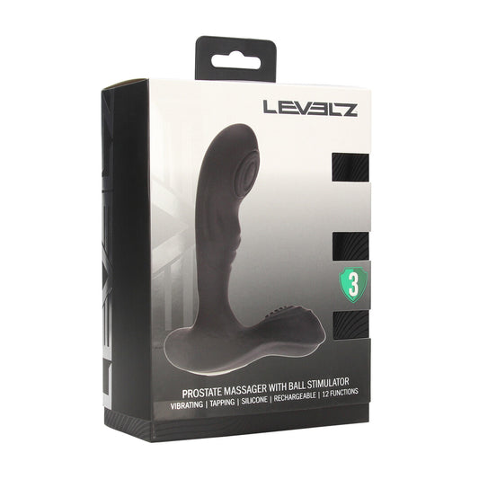 Vibrerende en Tikken Siliconen Prostaat Massager met Bal Stimulator - Zwart