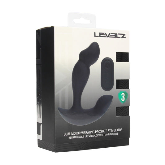 Dual Motor Afstandsbediening Dual Motor Vibrerende Vloeibare Siliconen Prostaat Stimulator - Zwart