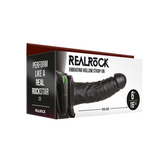 Vibrerende Hollow Strap-On zonder Ballen - 6 / 15,5 cm