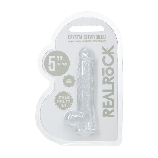 Realistische Dildo met Ballen - 5 / 12,7 cm - Transparant