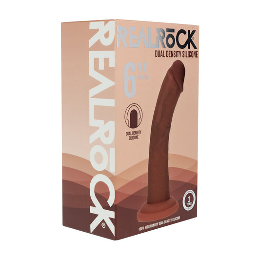 Dual Density Siliconen Gebogen Realistische Dildo met Zuignap - 6 / 15,5 cm - Bruin