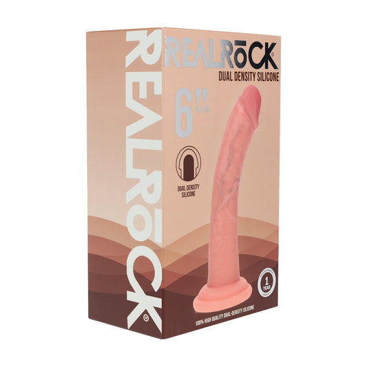 Dual Density Silicone Gebogen Realistische Dildo met Zuignap - 6 / 15,5 cm - Vlees