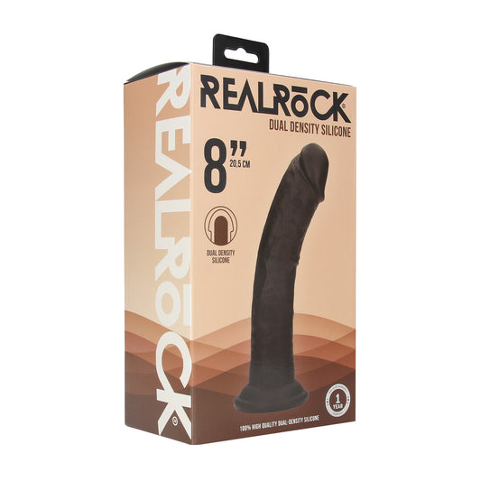 Dual Density Silicone Gebogen Realistische Dildo met Zuignap - 8 / 20,5 cm - Zwart