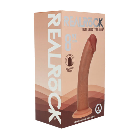Dual Density Silicone Gebogen Realistische Dildo met Zuignap - 8 / 20,5 cm - Tan