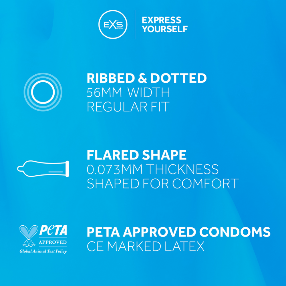 EXS 3 in 1 - Geribbeld, Gevuld en Uitgebreid - Condoms - 100 Stuks