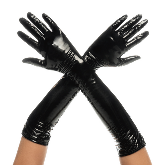 Cruella - Hoogglans Handschoenen - L/XL - Glanzend Zwart