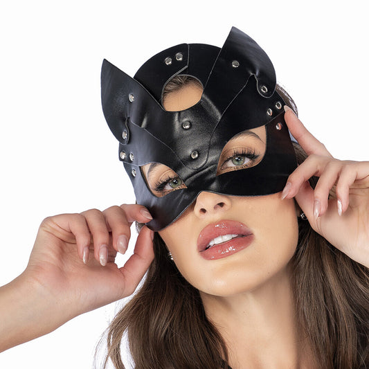 Synthetisch Leren Oogmasker - Één Maat - Zwart