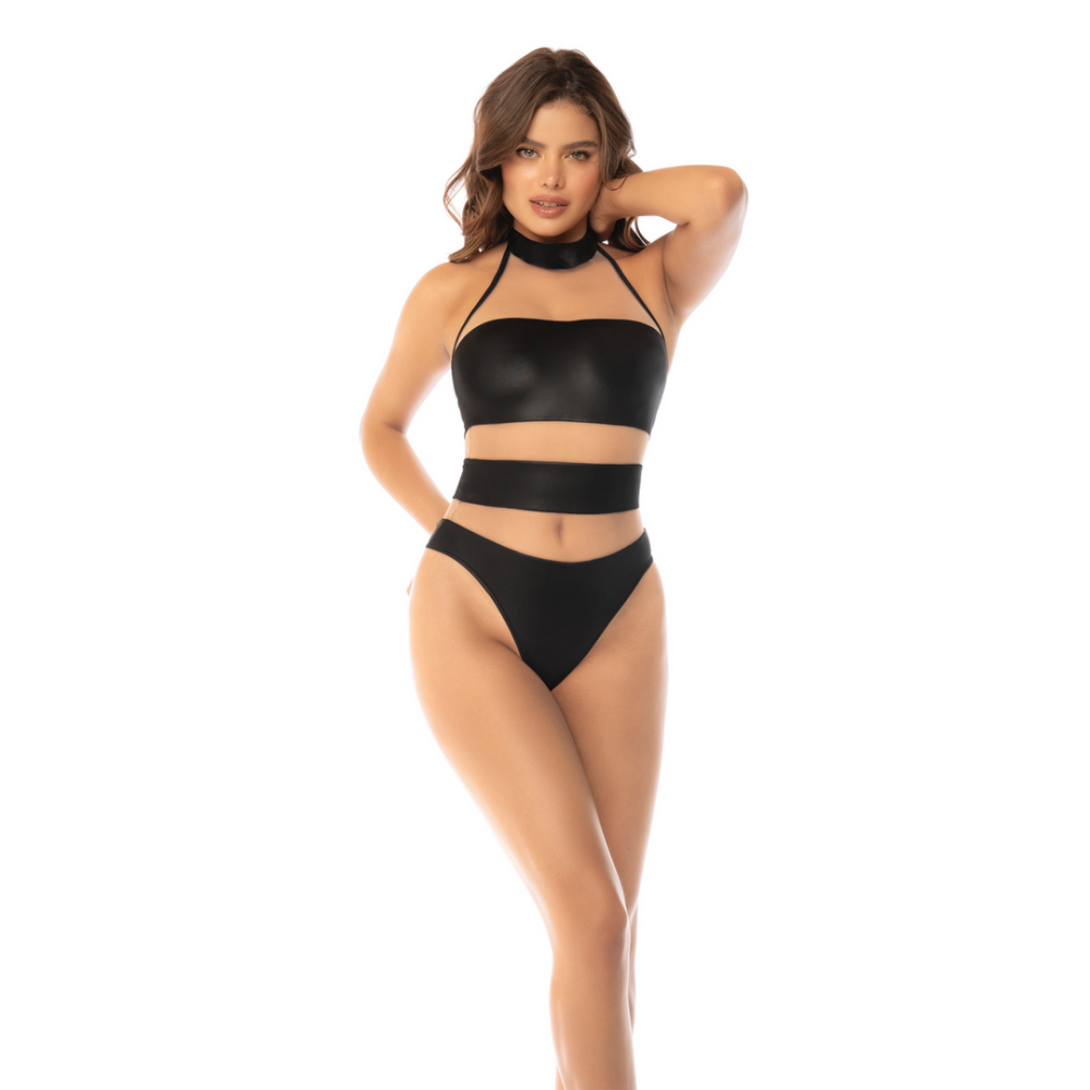 Halter Bodysuit - S - Nude/Zwart