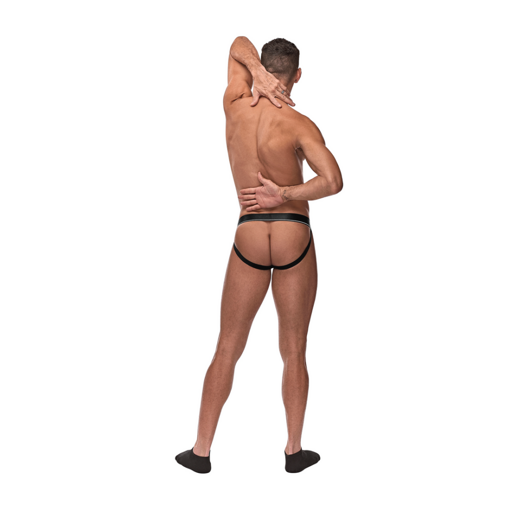 Cockring Jock met Zwarte Cockring - L/XL - Bordeau
