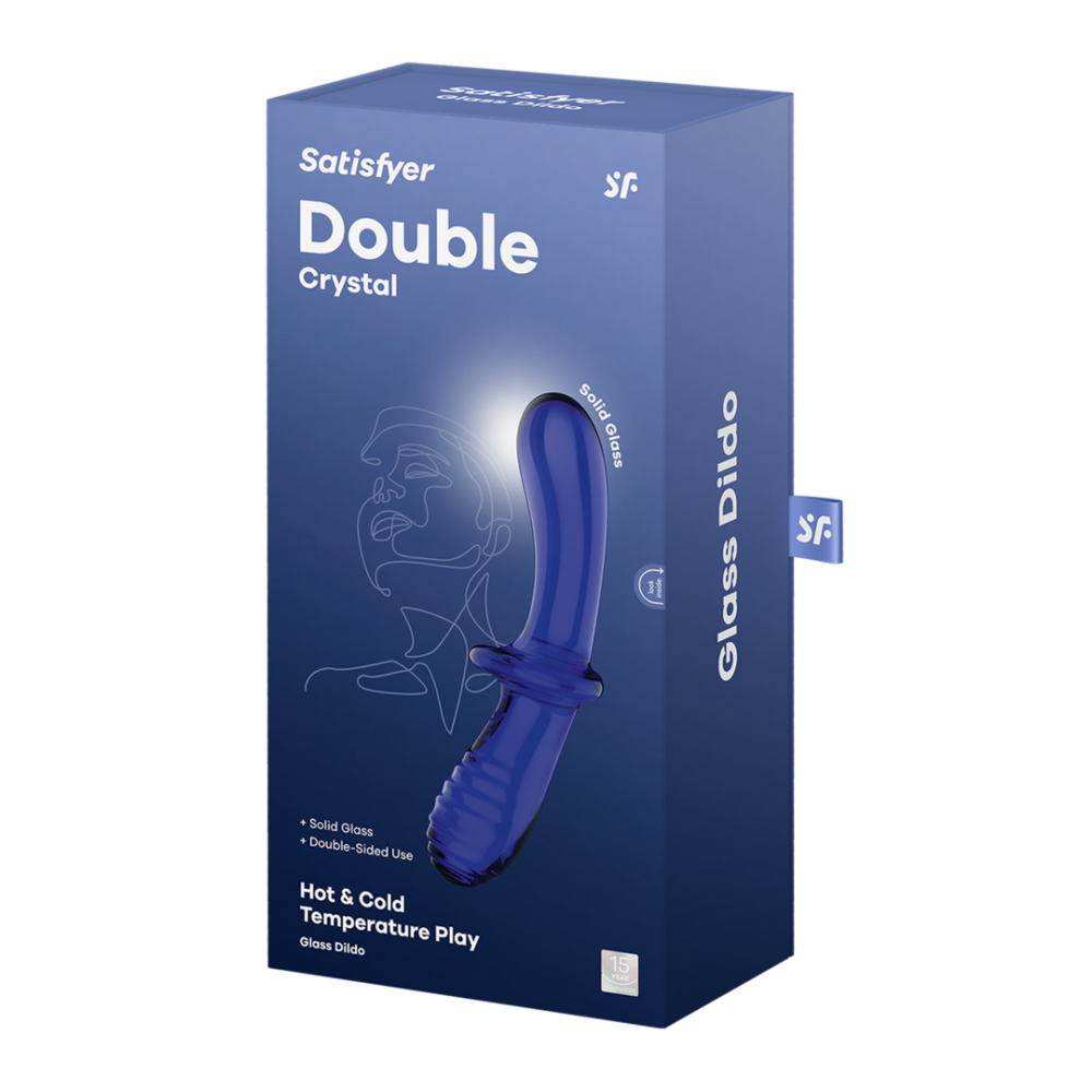 Dubbele Crystal - Glazen Dildo - Lichtblauw