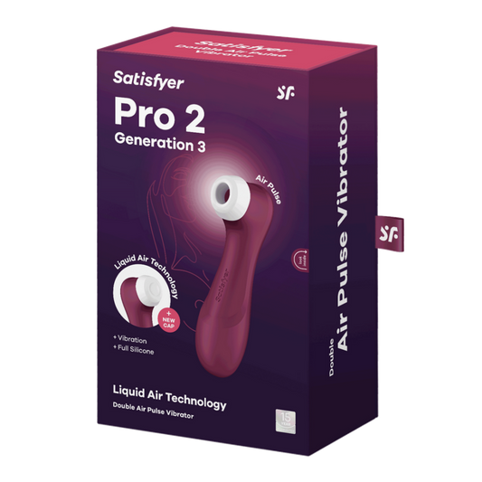 Pro 2 Generatie 3 - Double Air Pulse Vibrator - Liquid Air - Wijnrood