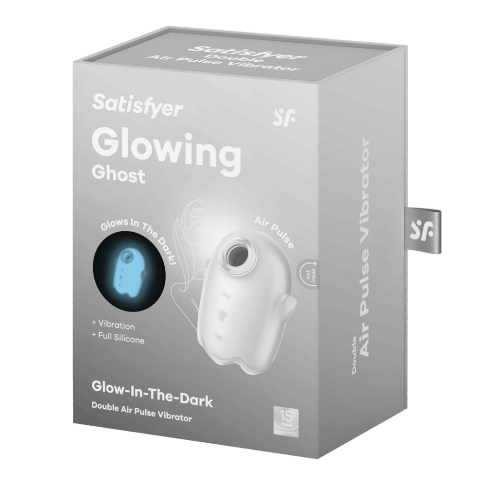 Glowing Ghost - Glow in the Dark - Dubbele Air Pulse Vibrator - Wit