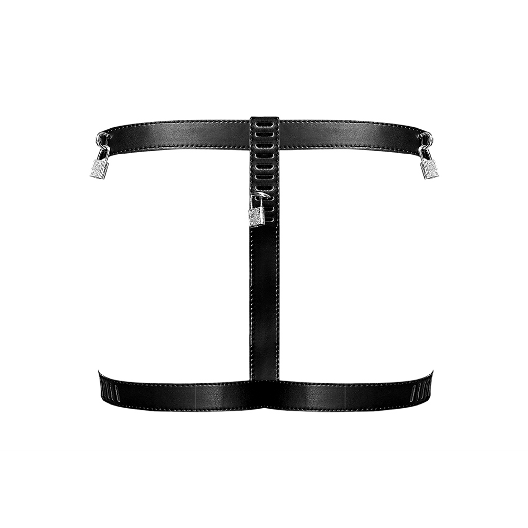 Scorpio - Imitatieleren Chastity Thong - One Size - Zwart