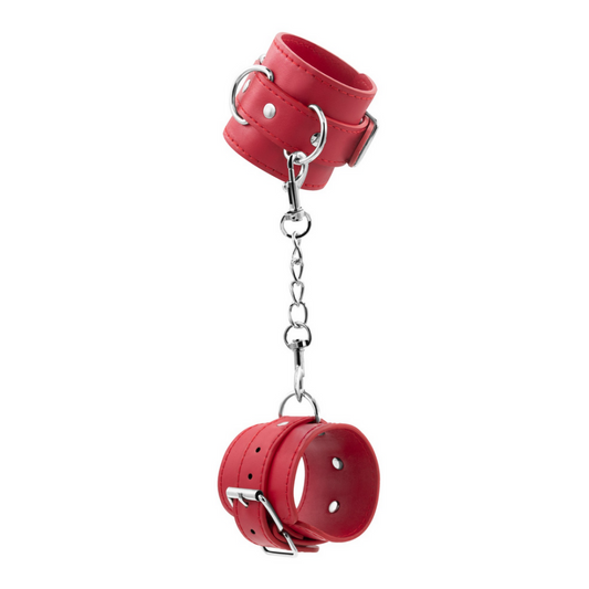 Bondage Love - Leren Handboeien - Rood