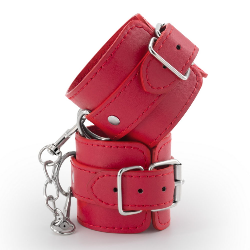 Bondage Love - Leren Handboeien - Rood