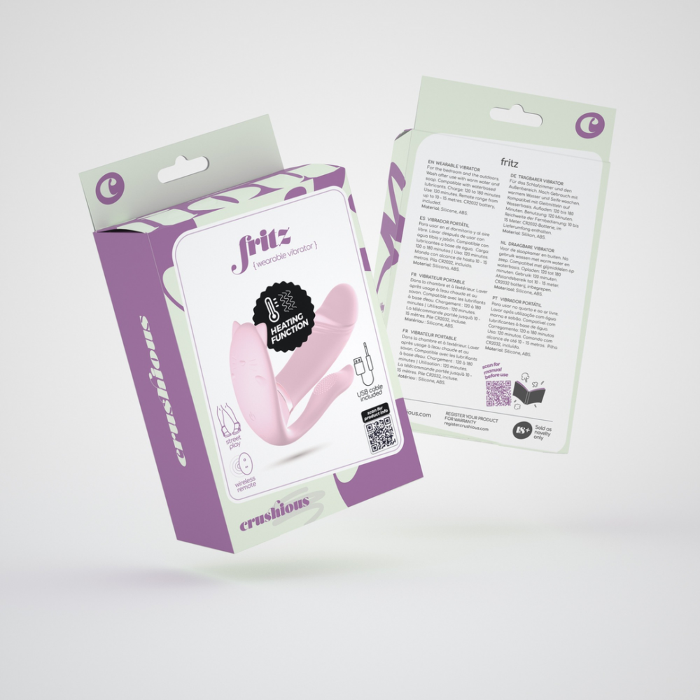 Fritz - Verwarmbare Draagbare Vibrator met Afstandsbediening - Pastelroze