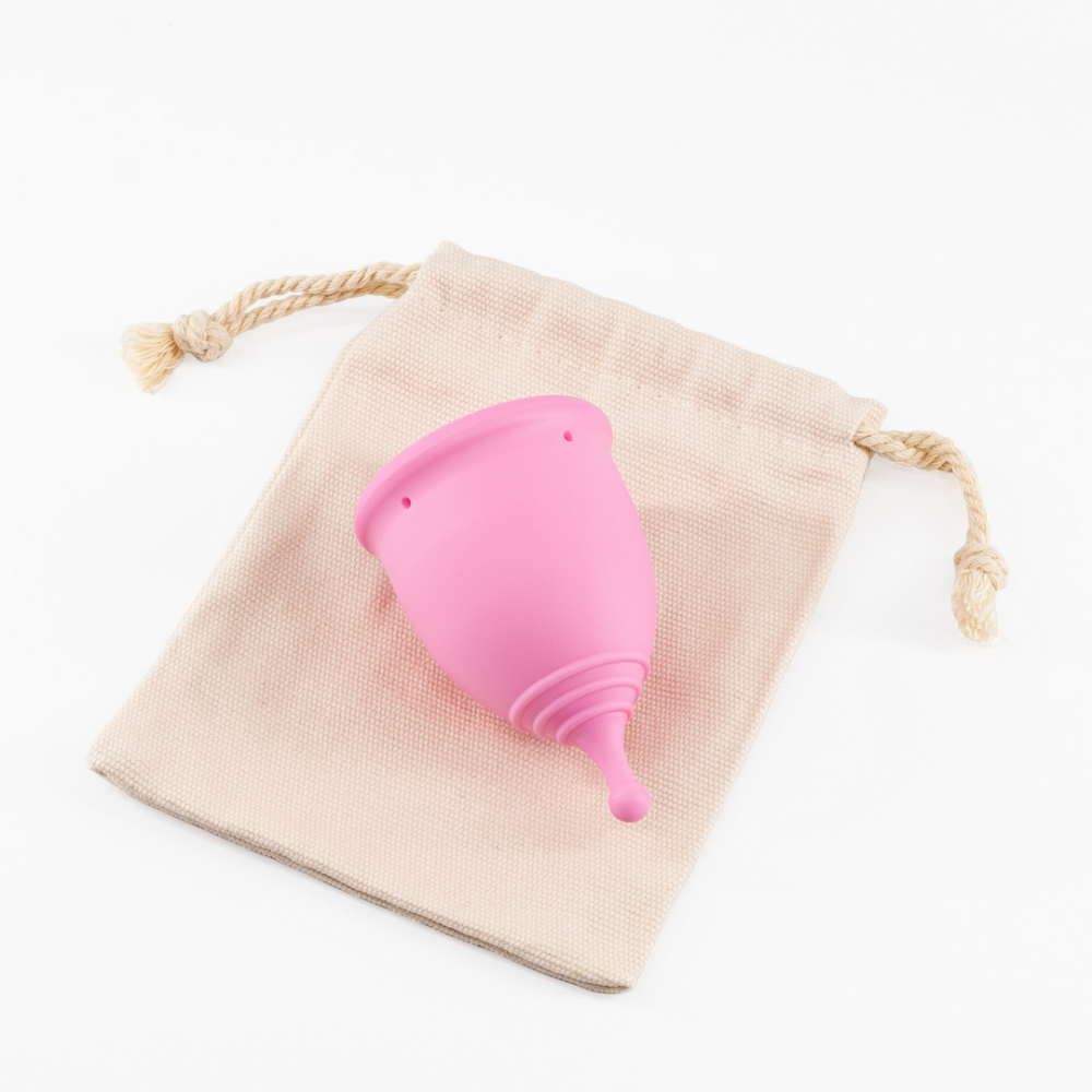 Minerva - Menstruatiecups met Zak - S en L - Roze