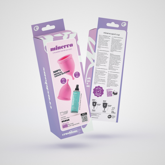 Minerva - Menstruatiecups met Zak en Speelgoedreiniger - S en L - Roze