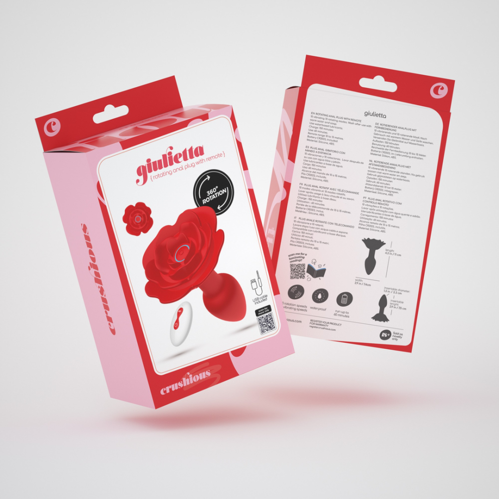 Giulietta - Draaibare Anale Rozenplug met Afstandsbediening - Rood