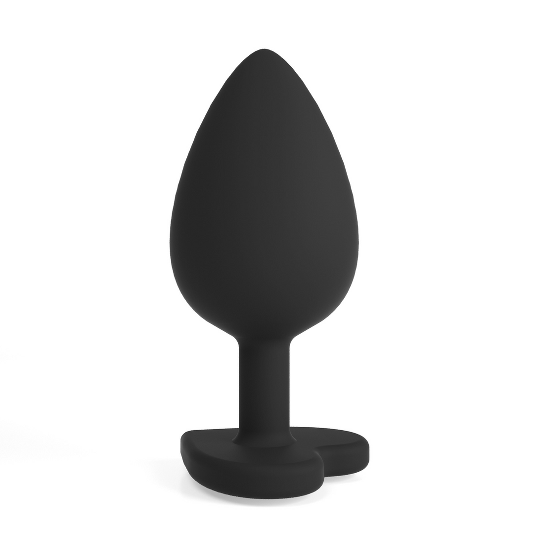 Cuore - Anale Plug met Vier Verwisselbare Edelstenen - Groot - Zwart