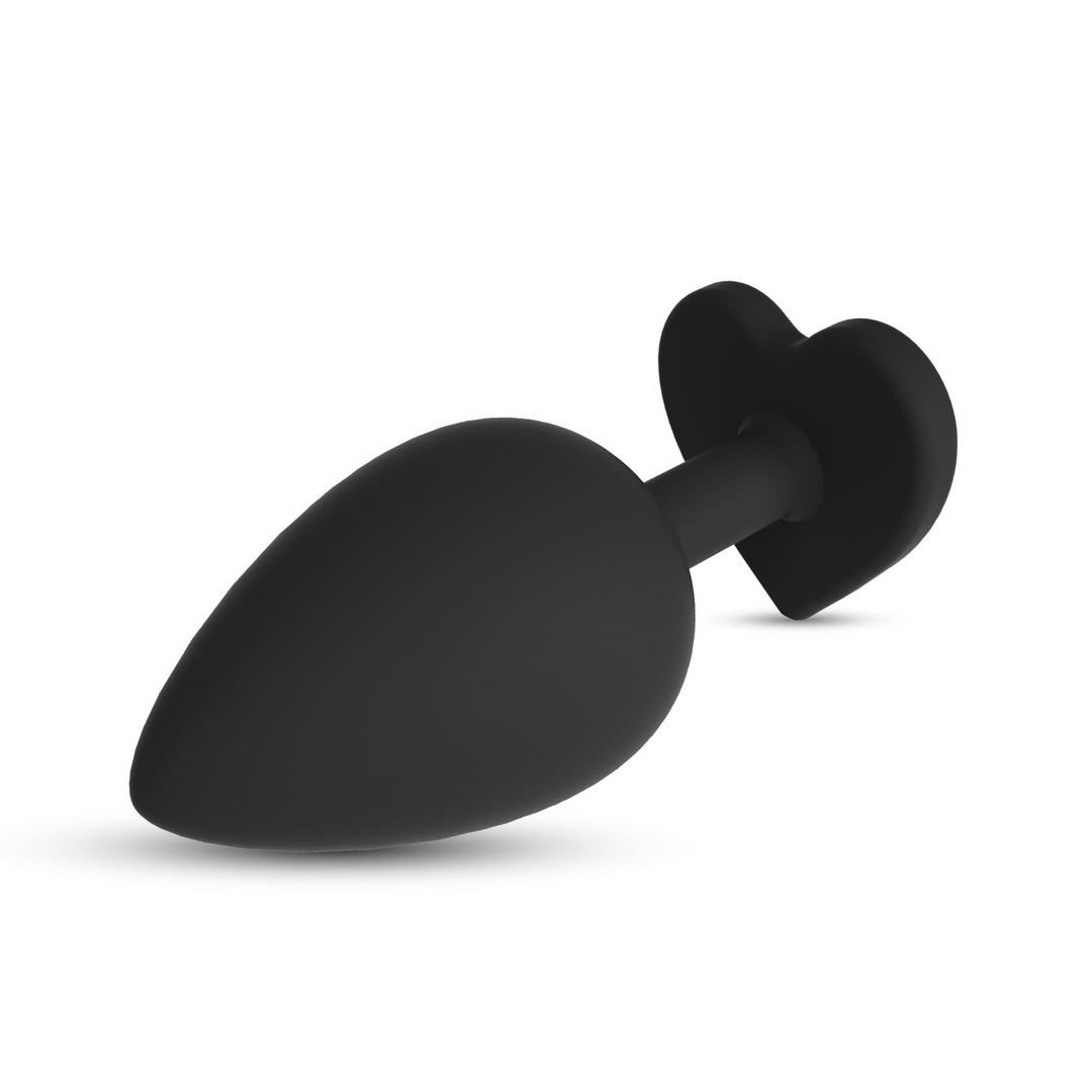 Cuore - Anale Plug met Vier Verwisselbare Edelstenen - Groot - Zwart