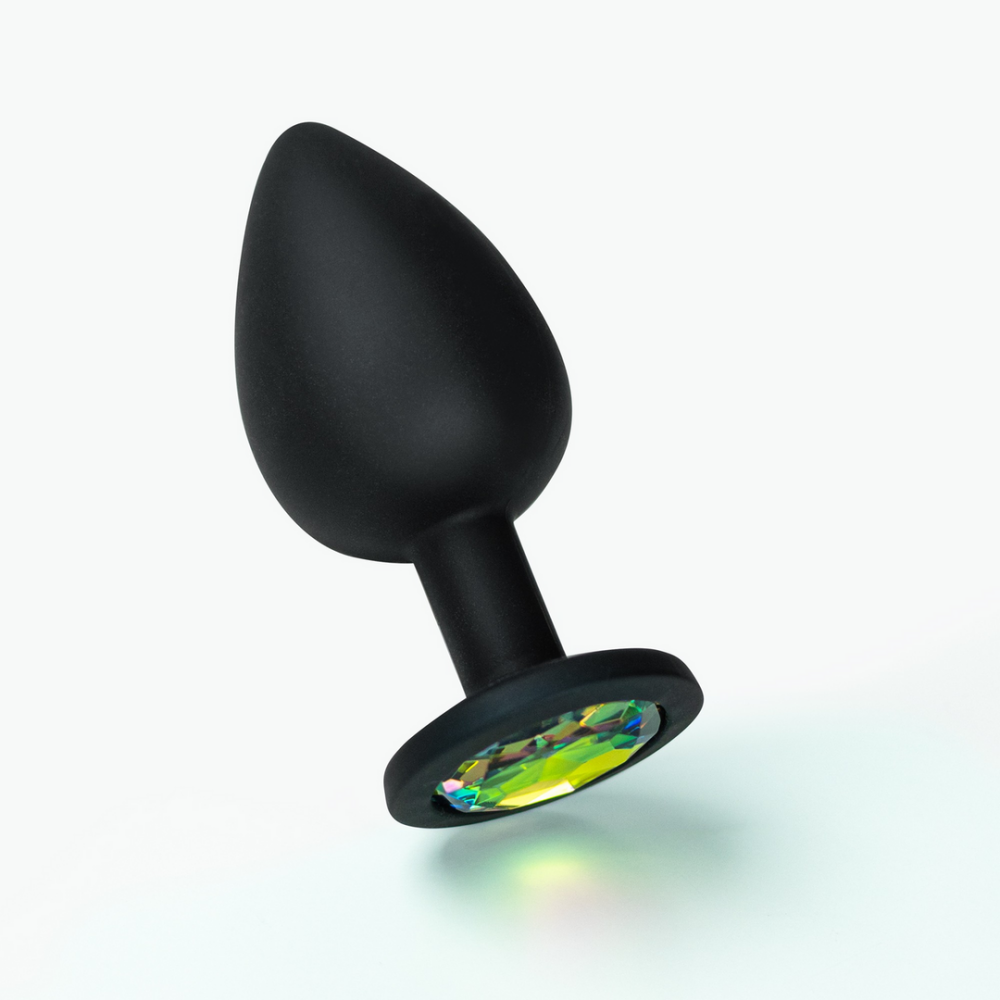 Camileo - Anale Plug met Vier Verwisselbare Edelstenen - Klein - Zwart