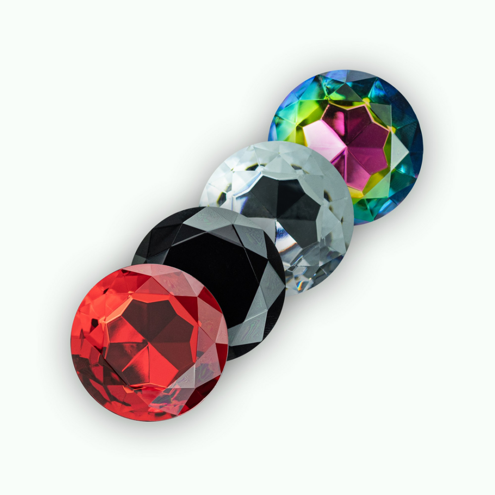 Camileo - Anale Plug met Vier Verwisselbare Edelstenen - Medium - Zwart