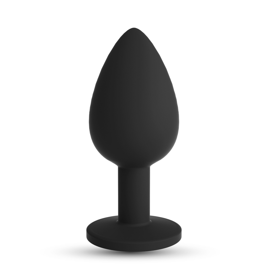 Camileo - Anale Plug met Vier Verwisselbare Edelstenen - Groot - Zwart