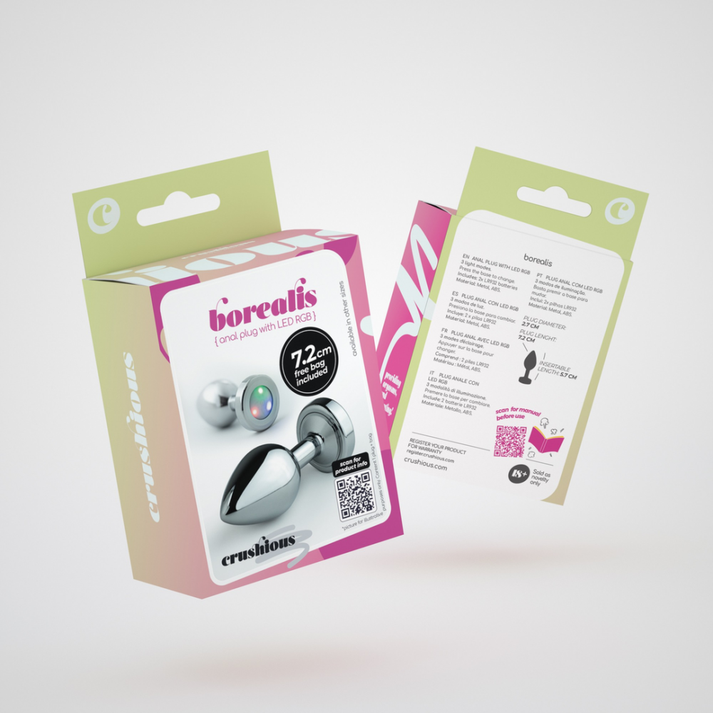Borealis - Metalen Anale Plug met LED RGB - Klein - Zilver