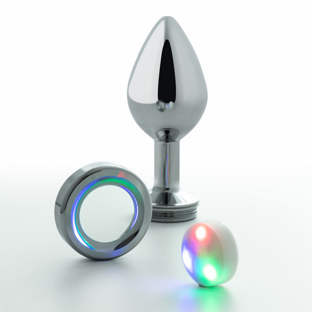 Borealis - Metalen Anale Plug met LED RGB - Klein - Zilver