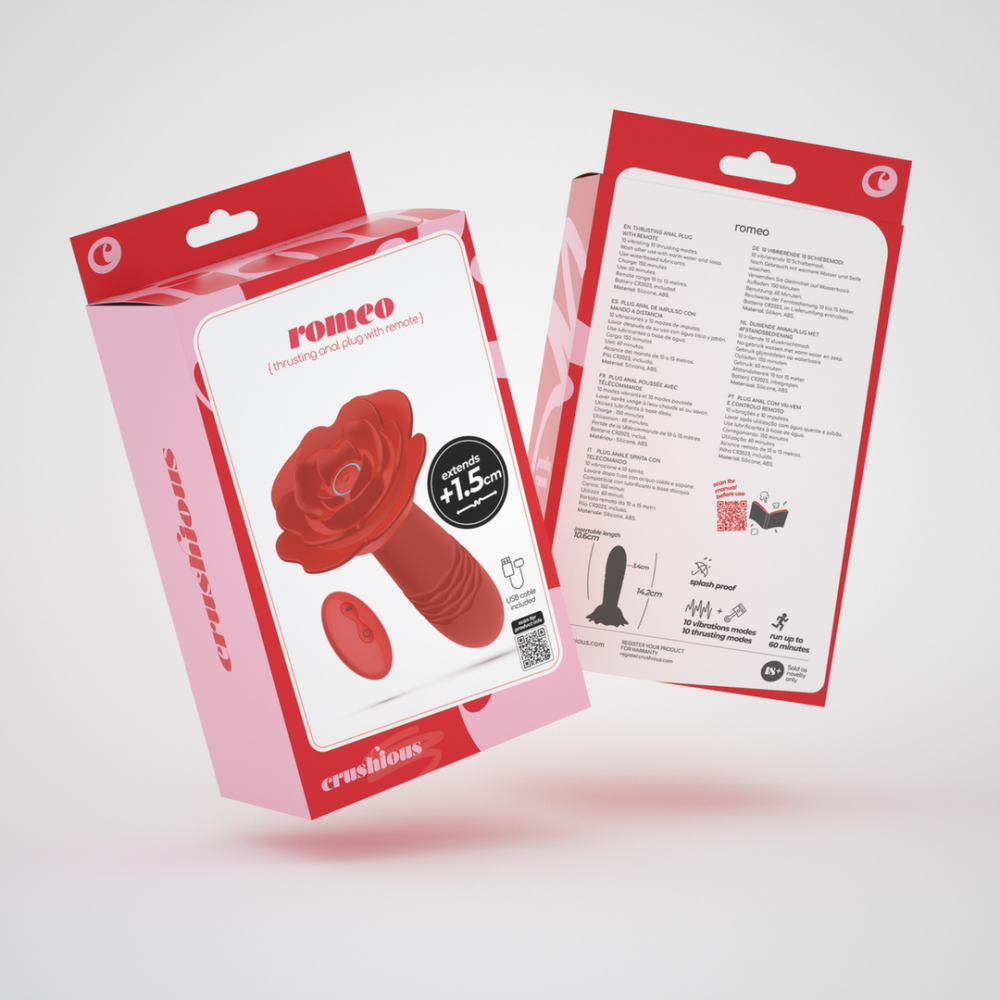 Romeo - Duwende Anale Rozenplug met Afstandsbediening - Rood