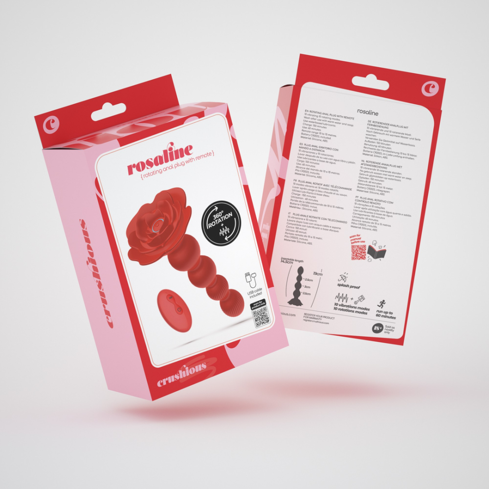 Rosaline - Draaibare Anale Rozenplug met Afstandsbediening - Rood