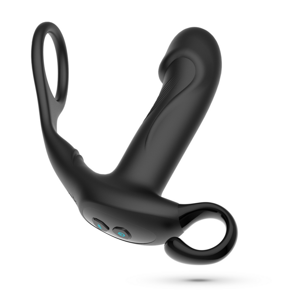Magoo - Vibrerende en Duwende Prostaatmassager met Cockring en Afstandsbediening - Zwart