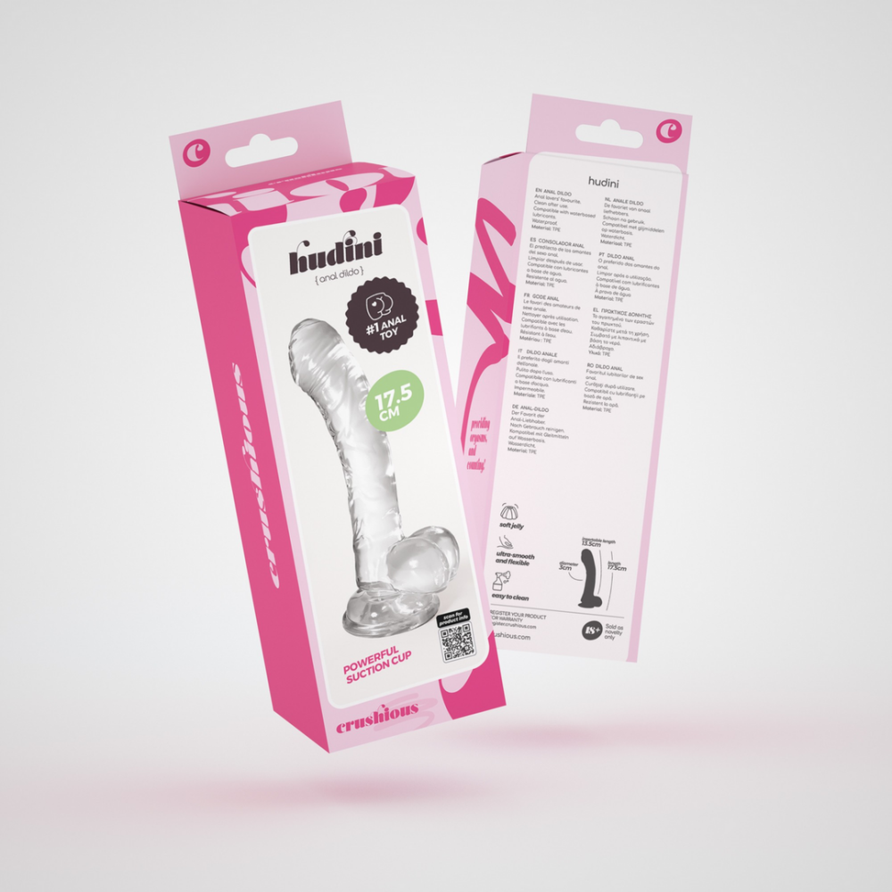 Hudini - Jelly Flexibele Anale Dildo - 6,9/ 17,5 cm - Doorzichtig
