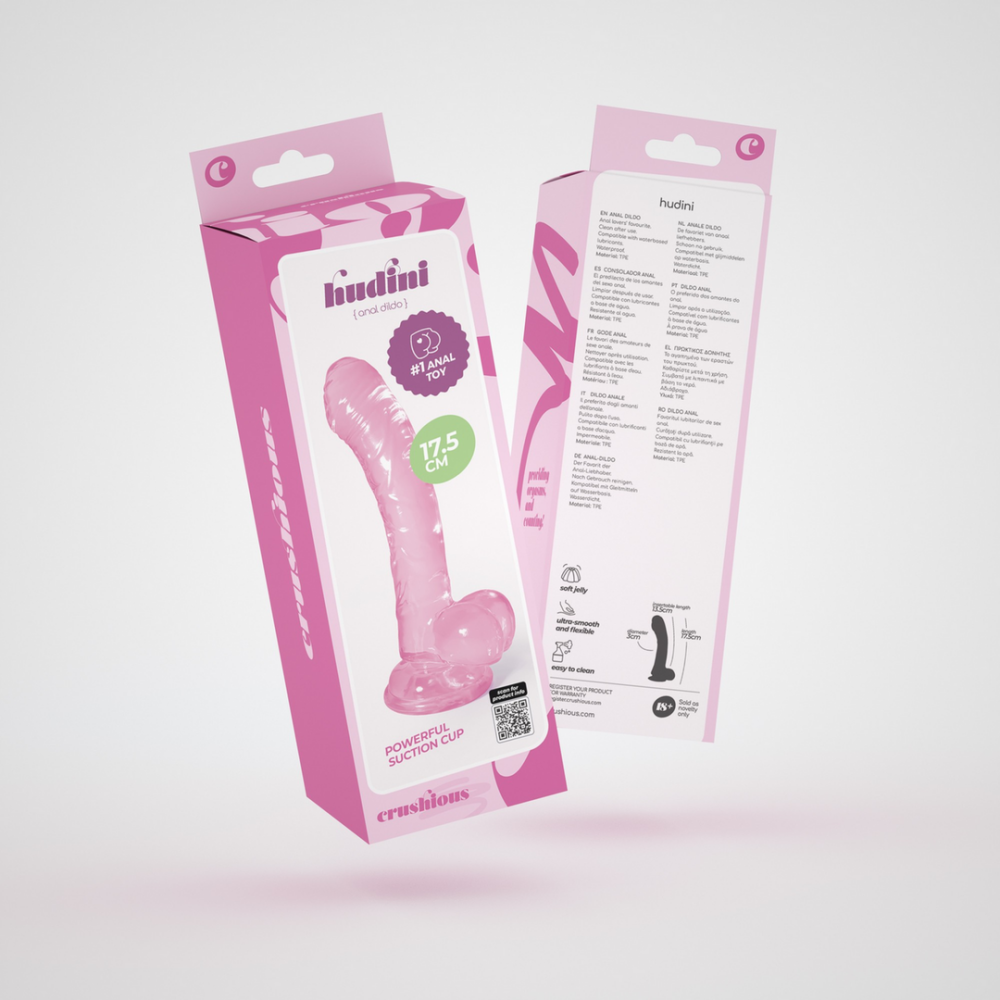 Hudini - Jelly Flexibele Anale Dildo - 6,9/ 17,5 cm - Roze