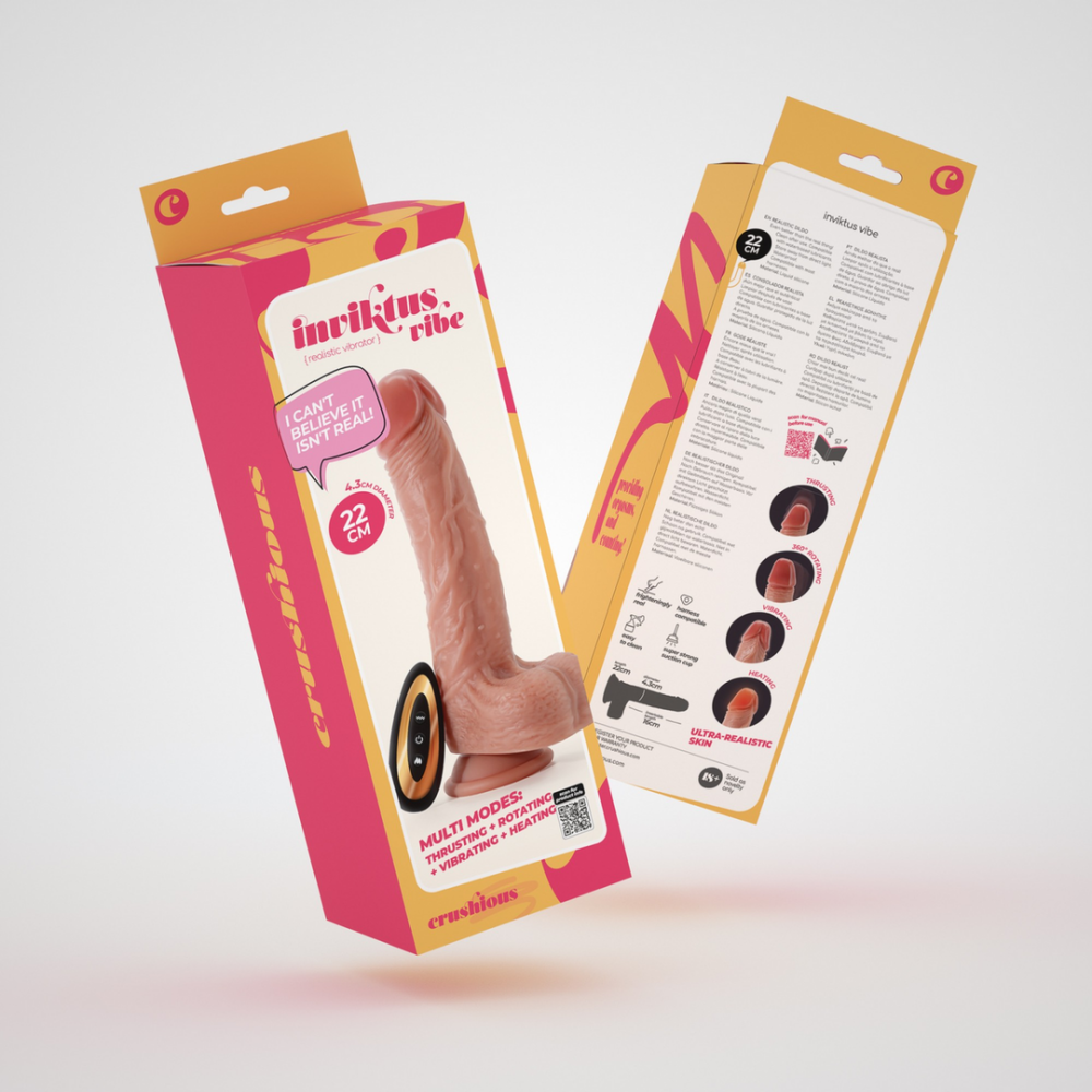 Inviktus Vibe - Vloeibare Siliconen Duwende Draaien en Verwarmende Vibrator - 8.5 / 22 cm - Vlees