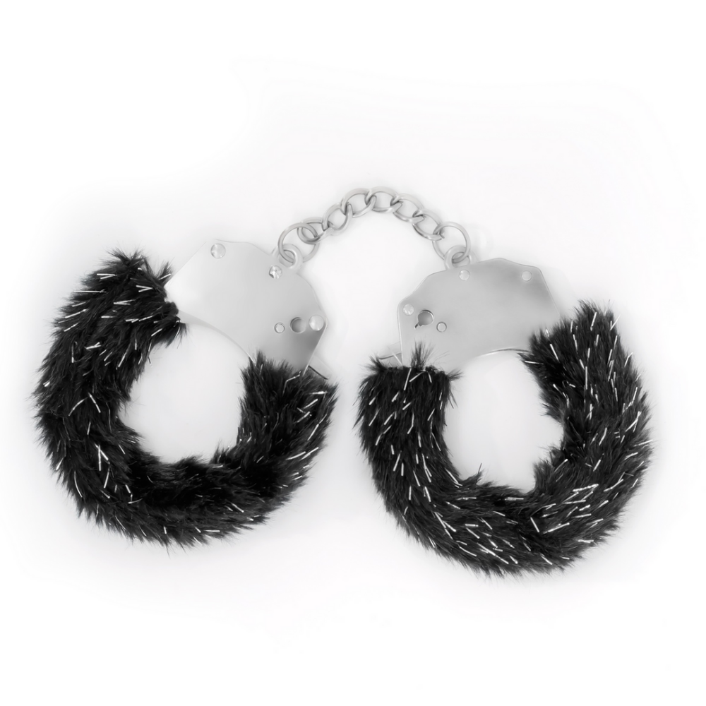 Spangle - Metalen Handboeien met Pluche - Zwart